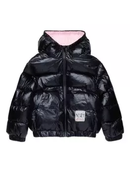 N21 Kids пуховик с логотипом, черный