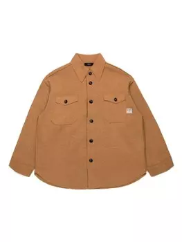 N21 Kids рубашка с нашивкой-логотипом, коричневый