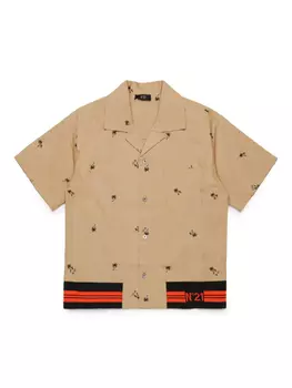 N21 Kids рубашка с принтом, нейтральный цвет