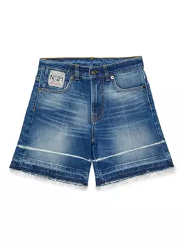 N21 Kids шорты с нашивкой-логотипом, синий