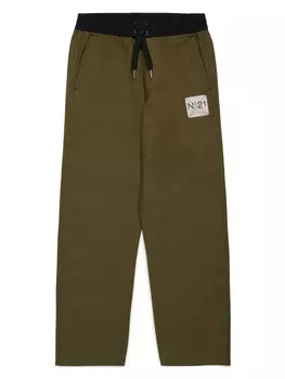 N21 Kids спортивные брюки с нашивкой-логотипом, зеленый