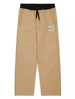 N21 Kids спортивные брюки с нашивкой-логотипом, нейтральный цвет