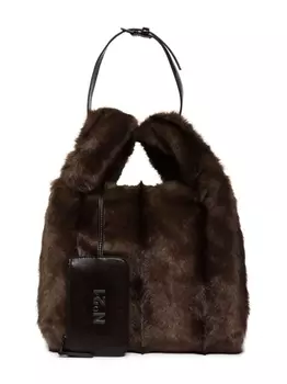 N21 Kids сумка-тоут из искусственного меха, коричневый