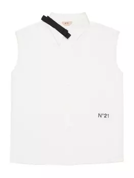N21 Kids топ с вышитым логотипом, белый
