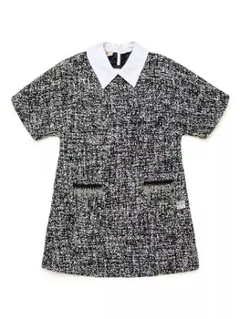 N21 Kids твидовое платье A-силуэта, черный