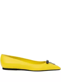 N21 лакированные балетки с заостренным носком, желтый
