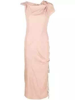 N21 платье миди асимметричного кроя, нейтральный цвет