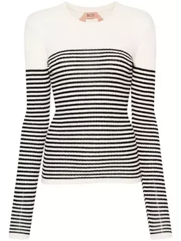 N21 полосатый джемпер в рубчик, белый