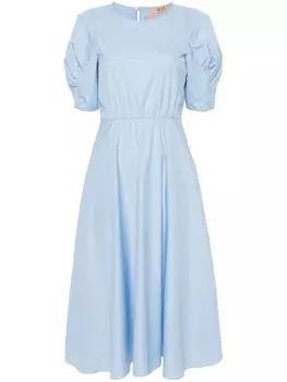 N21 поплиновое платье с объемными рукавами, синий