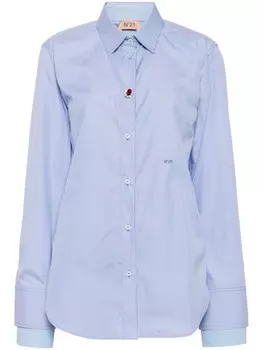N21 рубашка из поплина с вышитым логотипом, синий