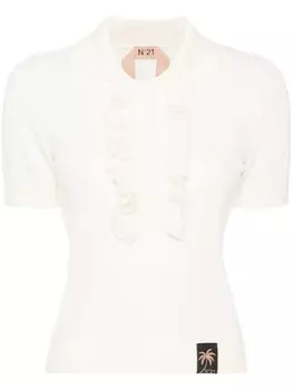 N21 шерстяной топ с оборками, белый