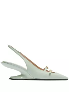 N21 туфли с ремешком на пятке и кристаллами, зеленый