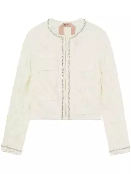 N21 жакет с кристаллами, белый