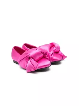 N22 атласные балетки с бантом, розовый