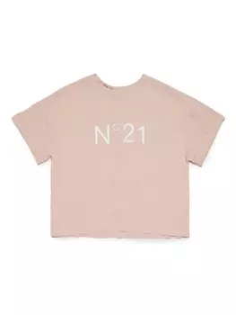 N22 блузка с короткими рукавами и логотипом, нейтральный цвет