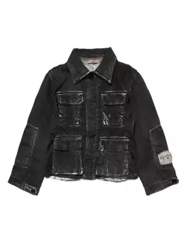 N22 джинсовая куртка с эффектом потертости, черный