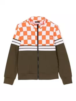 N22 куртка на молнии в клетку, коричневый