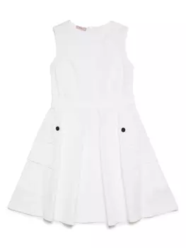 N22 платье с накладными карманами, белый