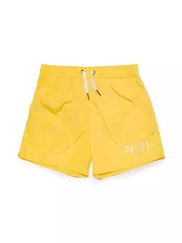 N22 плавки-шорты с кулиской и логотипом, желтый