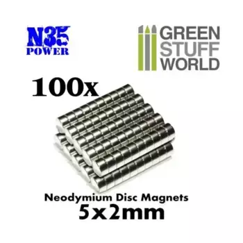 N35 Неодимовые магниты 5x2 мм - 100 карат, Accessories - Magnets (Green Stuff World)