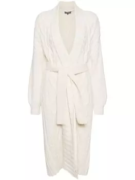 N.Peal кашемировый кардиган фактурной вязки, нейтральный цвет