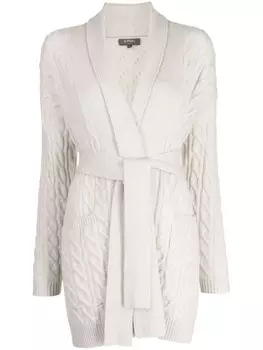 N.Peal кашемировый кардиган фактурной вязки, серый