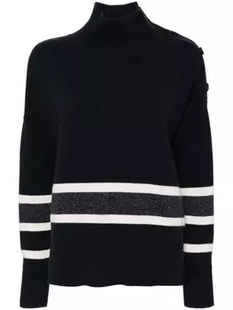 N.Peal полосатый джемпер с высоким воротником, синий