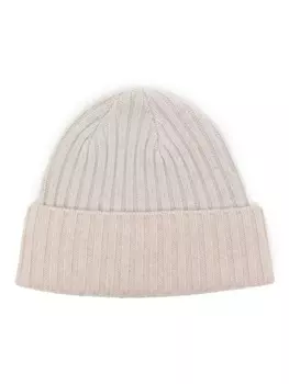 N.Peal шапка бини из органического кашемира в рубчик, серый