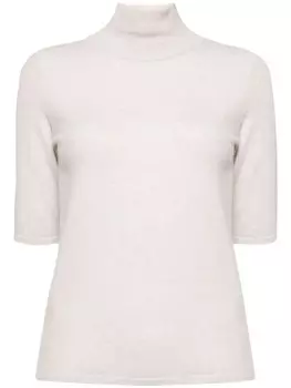 N.Peal трикотажный топ с воротником-стойкой, нейтральный цвет