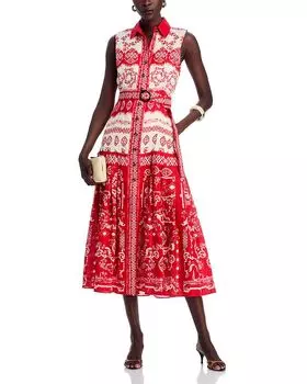 Нья Льняное Миди-платье SALONI, красный