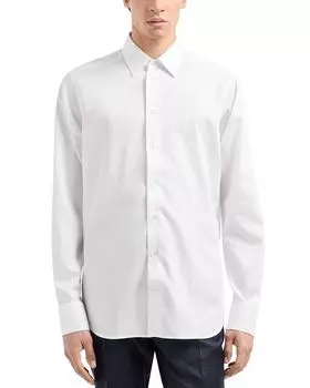 Нью-Йорк Regular Fit Рубашка Dress в ёлочку Emporio Armani, белый