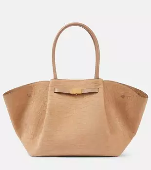 Нью-Йоркская сумка-тоут из кожи с эффектом крокодила DeMellier, Dark Sand