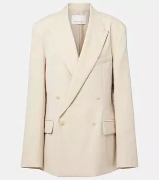 Ньюарк двубортный хлопковый блейзер The Frankie Shop, Cement