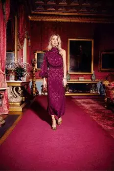 На одно плечо в жаккардовом узоре с декоративными пуговицами золотого цвета Another Sunday, фиолетовый