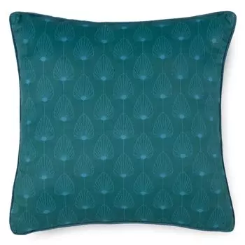 Набедренная декоративная подушка с кантом, листьями и мандалами - 48х48 см - 100% поливелвет Muller Textil, мультиколор