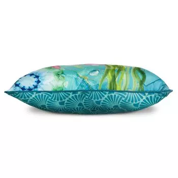 Набедренная декоративная подушка с кантом, морскими животными и мандалами - 48х48 см - 100% поливелвет Muller Textil