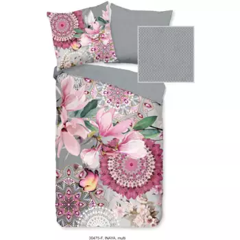 Набедренное двустороннее постельное белье "Инайя", однотонное, 135х200, теплое, мягкое, двусторонний вид, на молнии, цвет магнолии серый Hip