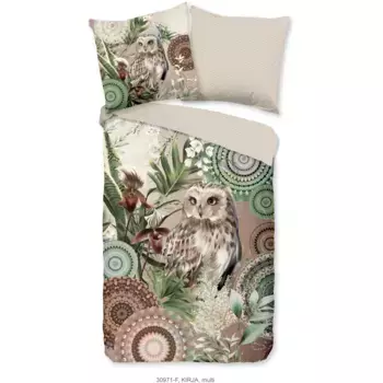 Набедренное двустороннее постельное белье «Kirja», бобер, 135х200, теплое, мягкое, двусторонний вид, молния, сова, песочный Hip