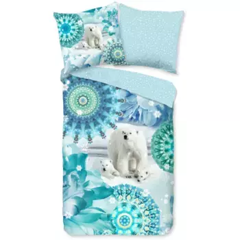 Набедренное двустороннее постельное белье "Seppo", байка, 135х200, теплое, мягкое, двусторонний вид, молния, зима, синий Hip, цвет Blau