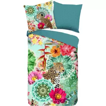 Набедренное двустороннее постельное белье "Ximena", мако-сатин, 135х200, молния, двусторонний вид, мандала, разноцветный, бирюзовый Hip, цвет multi