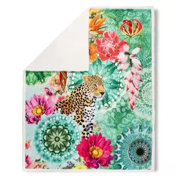 Набедренный плед с цветами, павлином и мандалами - 130х160 см - 100% Поливелвет/Шерпа Muller Textil, мультиколор