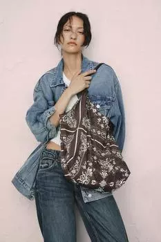 Набивная сумка-тоут ZARA, коричневый