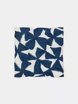 Набивной шарф из хлопка и шелка Lion of Porches, синий