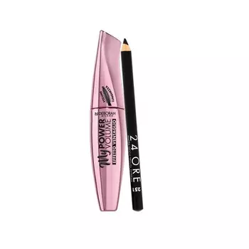 Набор 24h Extra Gel Pencil Eyeliner And My Power Waterproof Volumizing Mascara - Black Deborah