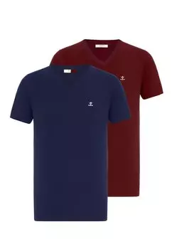 НАБОР 2 Antioch, КОРОТКИЙ РУКАВ Antioch, СТАНДАРТНЫЙ ФОРТ Antioch, Базовая футболка Antioch, синийвый V-Neck