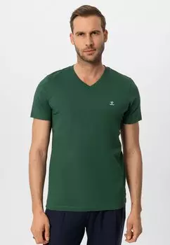 НАБОР 2 Antioch, КОРОТКИЙ РУКАВ Antioch, СТАНДАРТНЫЙ ФОРТ Antioch, Базовая футболка Antioch, черный лесной зеленый V-Neck