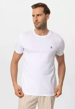 НАБОР 3 Antioch, КОРОТКИЙ РУКАВ Antioch, СТАНДАРТНЫЙ ФОРТ Antioch, Базовая футболка Antioch, серый меланж, индиго, белый Crewneck