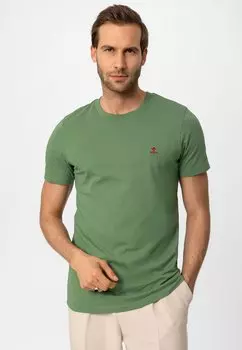 НАБОР 3 – КОРОТКИЙ РУКАВ – СТАНДАРТНЫЙ ФОРТ – Базовая футболка – черный, индиго, светло-зеленый Crewneck Antioch, черный