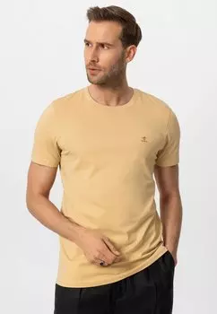 НАБОР 3 – КОРОТКИЙ РУКАВ – СТАНДАРТНЫЙ ФОРТ – Базовая футболка – нежно-голубой, бордо-песочный Crewneck Antioch, светло-синий