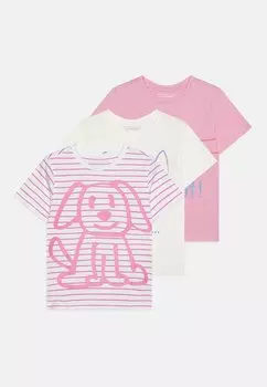 НАБОР 3 – принт на футболке 3 PACK Friboo, цвет light pink/white